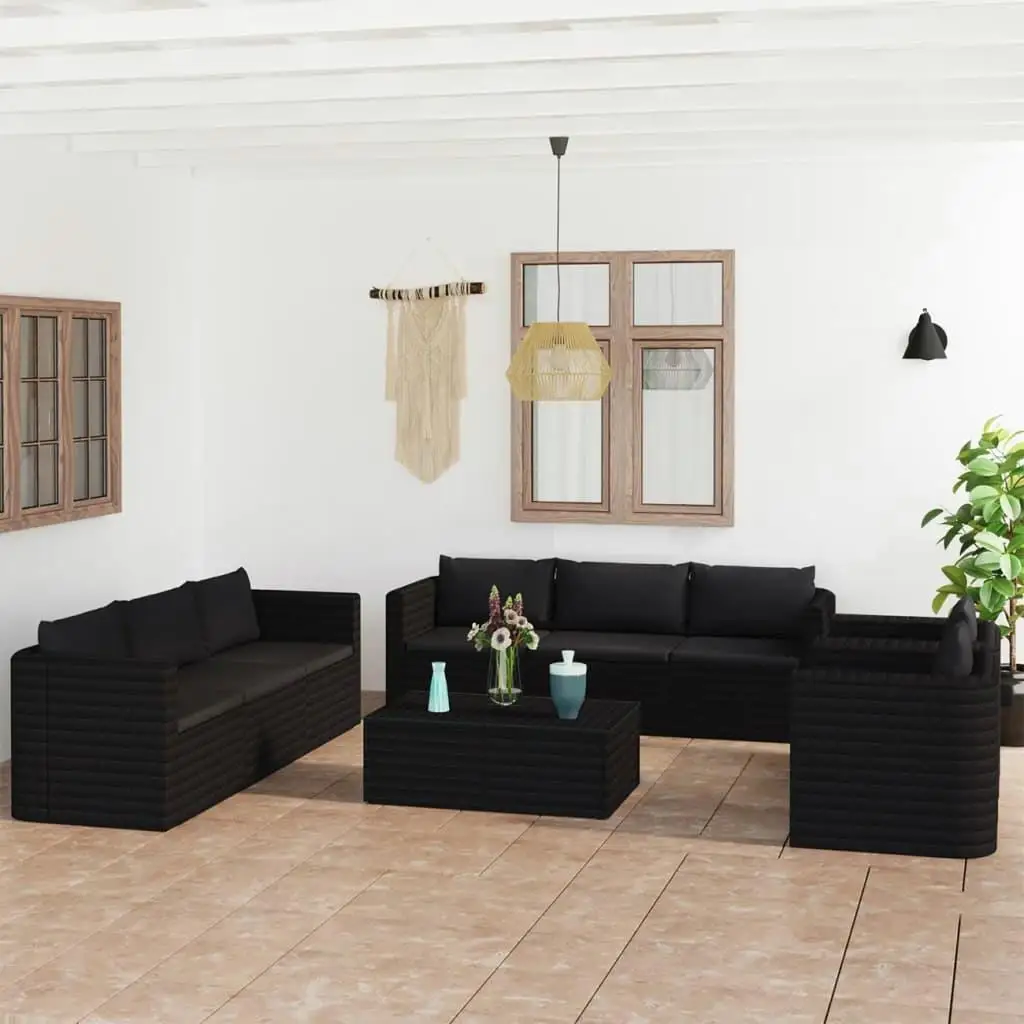 

Stylish Black Garden Lounge Set Modern Outdoor Furniture Cushioned Seats Patio Relaxation Sofa