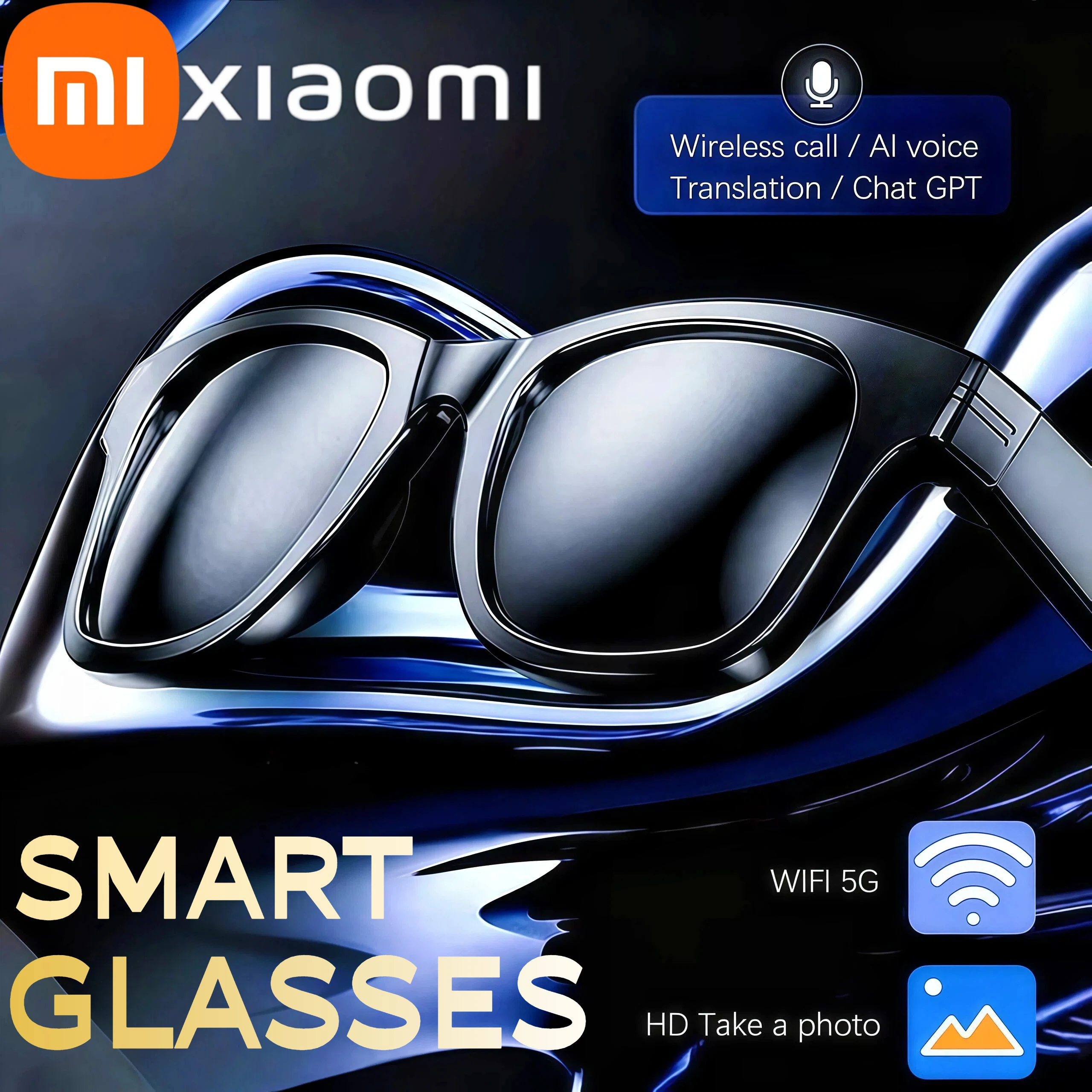 نظارات Xiaomi 4K AI 4K الذكية مع كاميرا 100 ميجابكسل Chat GPT Touch نظارات شمسية رياضية بلوتوث مكالمة مشغل موسيقى فيديو للرجال والنساء