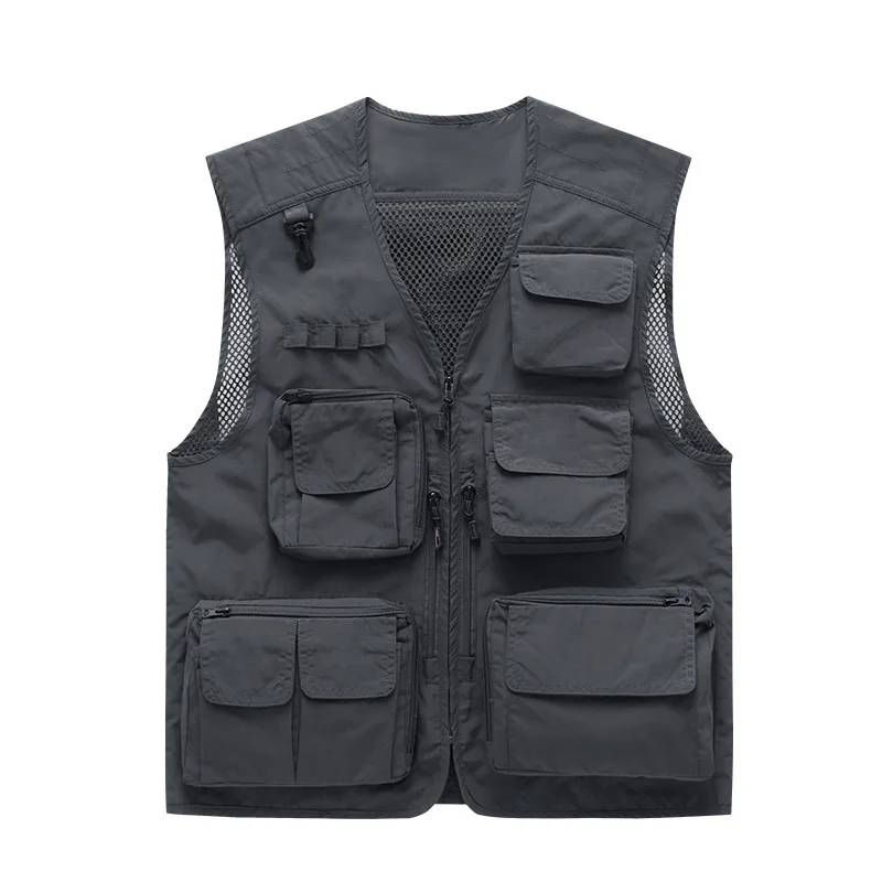 Work Vest Men Lightweight Sleeveless Jacket Fishing Photography Vests Tactical Coat Utility Hunting Large Size Multi-pocket Vest