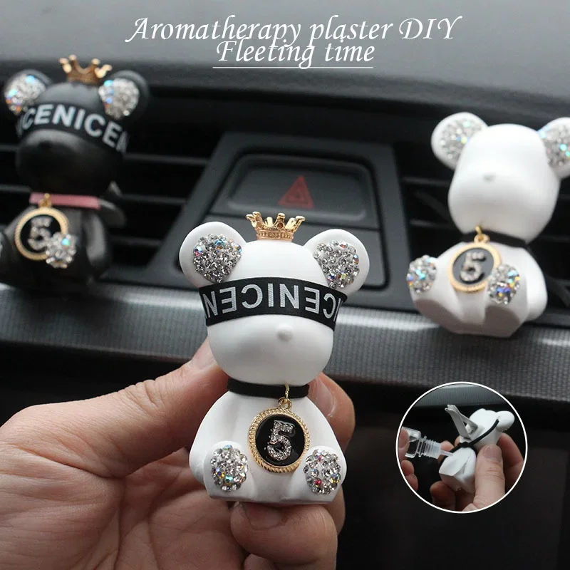 Car Trend Bear Diamond Bear Car Perfume Trend Clip Decoration Aromatherapy Car Accessories Interior Adorns Creative Ornaments