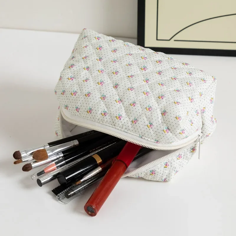 Cosmetic Bag Women Floral Makeup Case Organizer Korean Flower Printed Women Cosmetic Pouch Travel Toiletry Bag Beauty Case