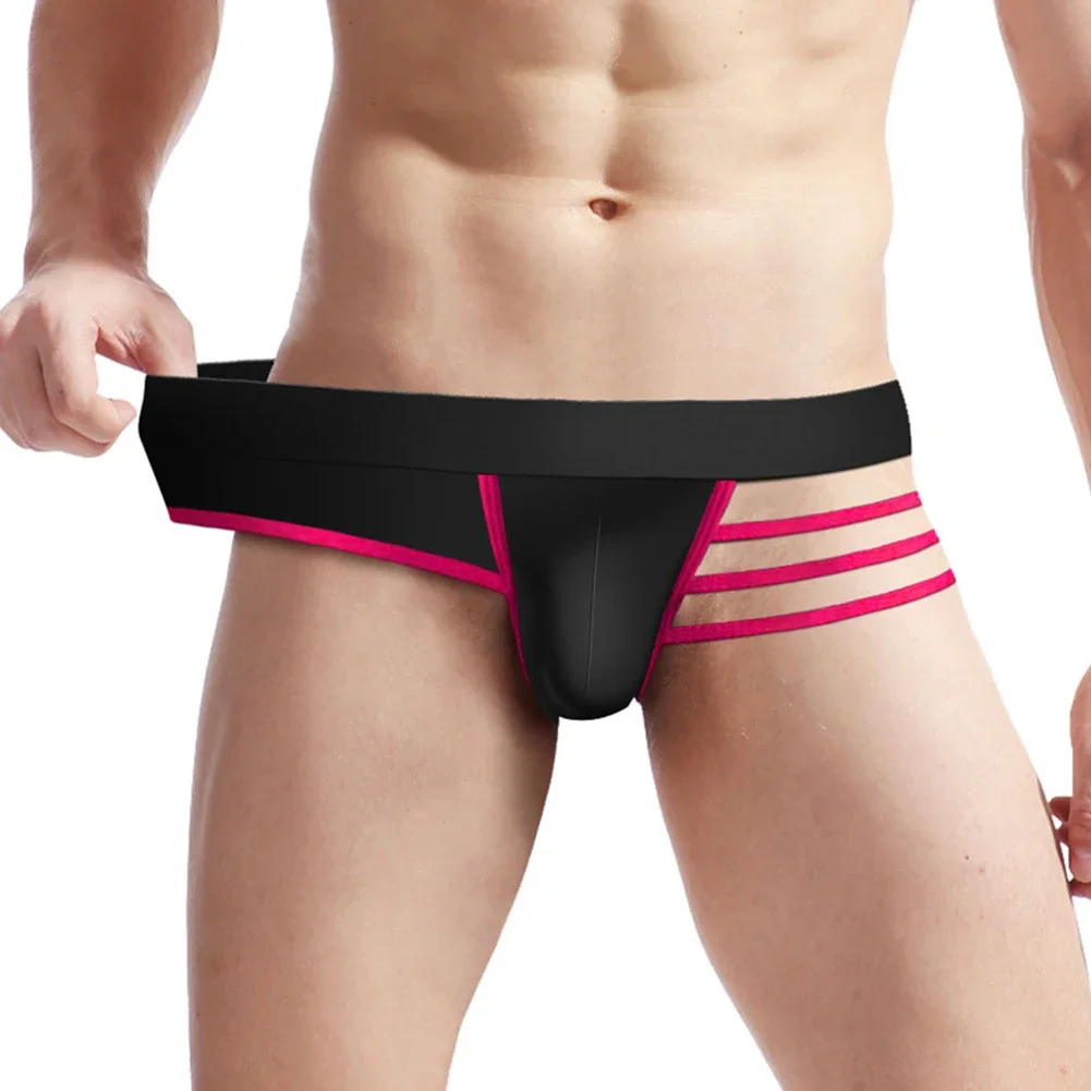 Men's Jockstrap Underwear Sexy Cutout Thong Low-Rise Breathable Underpants Erotic Male Lingerie Comfort Bulge Pouch G-string