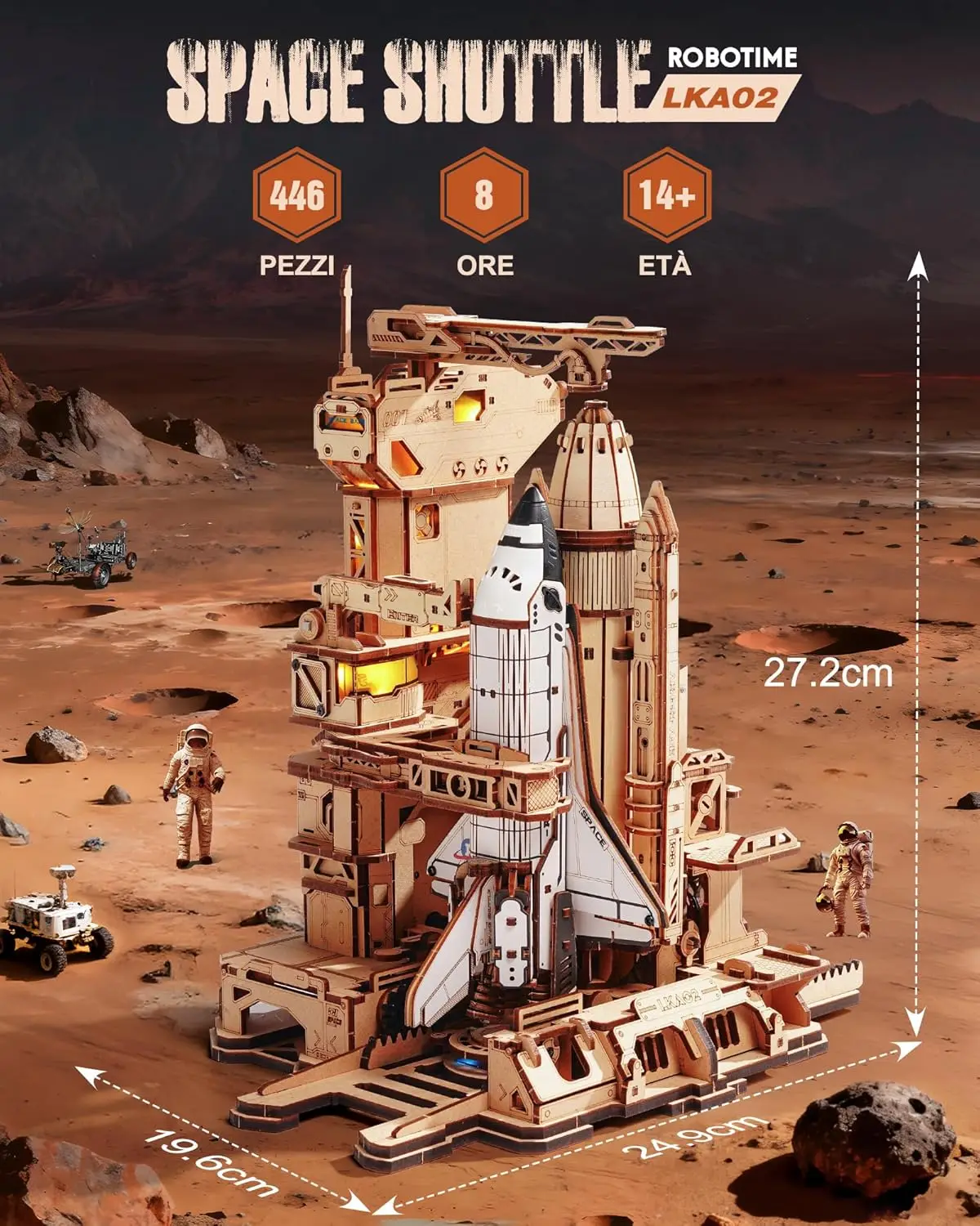 Robotime Rokr 3D-puzzels Space Shuttle Interactief doe-het-zelf bouwmodel met verlichting Vliegtuig Houten puzzels Bureaudecoratie voor Audlt - afbeelding 1