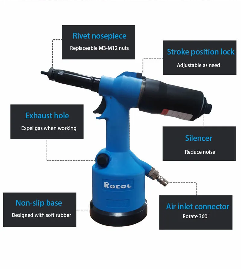 Rocol Automatic Pneumatic Riveting Nut Top Quality Rocol M3- M12 Automatic Pneumatic Riveting Nut