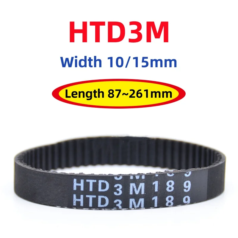 HTD3M Timing Belt Length 87~261mm Black Rubber Closed Loop Belts Width 10/15mm 3M Synchronous Belt For 3D Printer Belts