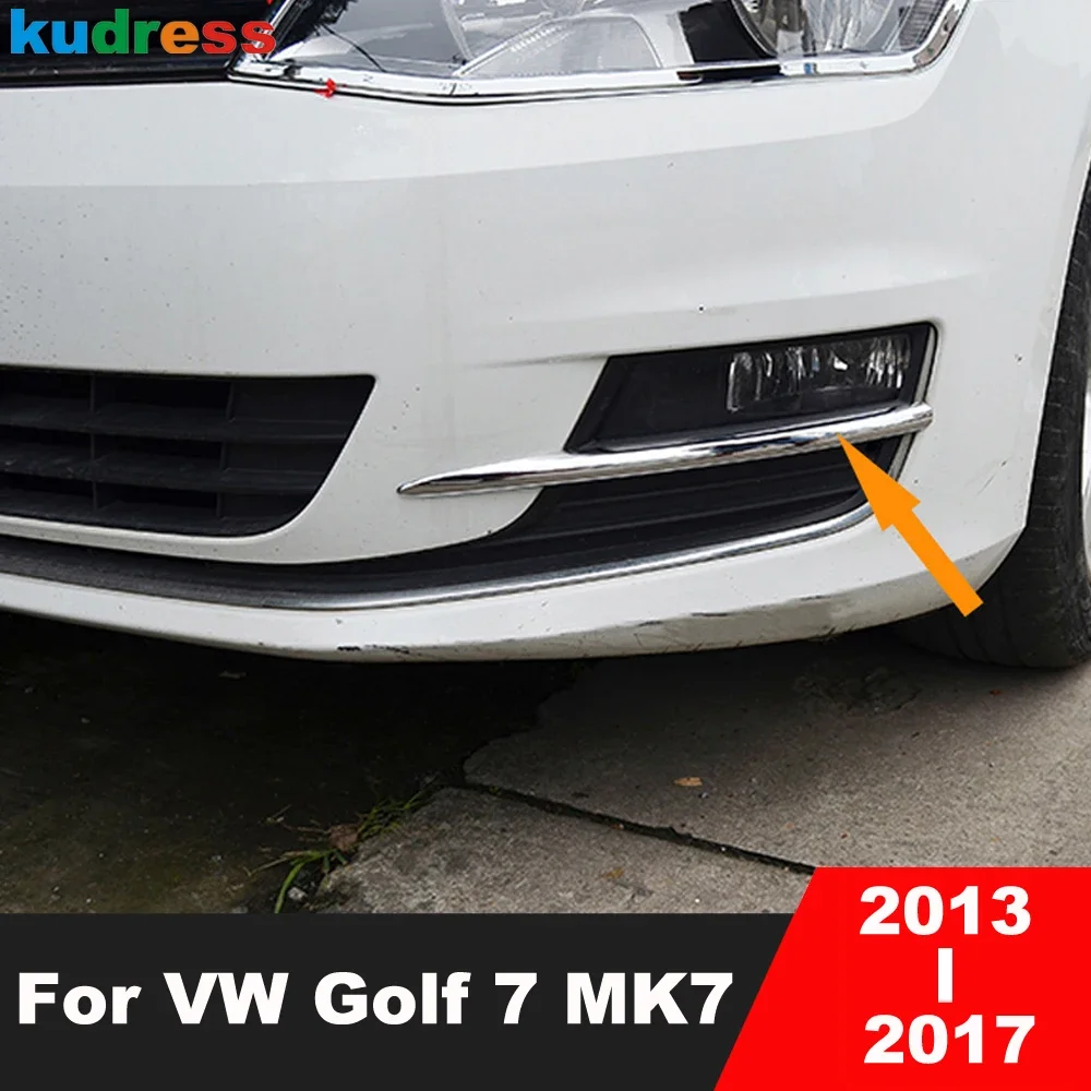 For Volkswagen VW Golf 7 MK7 2013 2014 2015 2016 2017 Chrome Car Front Fog Light Lamp Cover Trim Head Foglight Strip Accessories