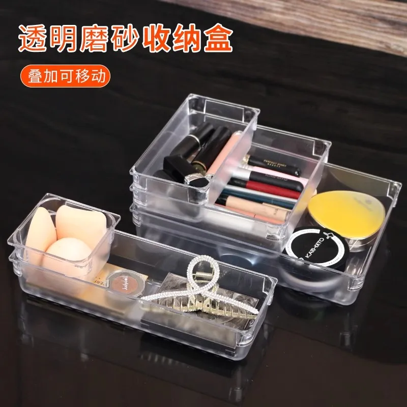 Lidless rectangular transparent plastic storage box organizer large household storage box small medium square clear jewely boxes