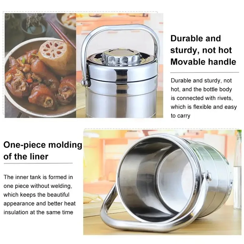 Stainless steel vacuum pot double insulation barrel student portable Chinese portable sealed lunch box large capacity lunch box