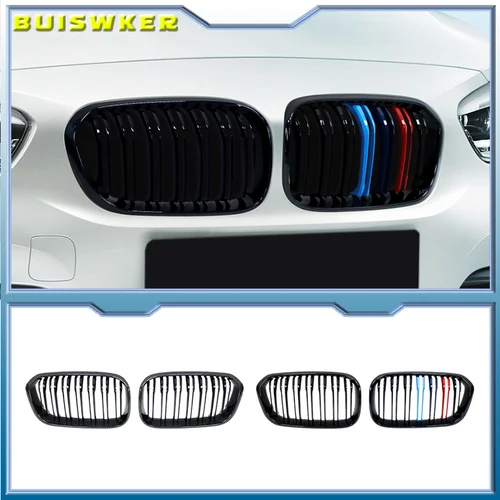 Ricoy-rejilla de riñón doble para BMW, accesorio de color negro con acabado brillante, modelos F20, F21, 120i, 118i, 116i, 116d, M135i, M140i, 2015, 2016, 2017 y 2018