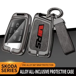 Carro de liga de zinco Chave Case Bag, Metal Key Shell, Skoda VRS, Kodiaq, Kamiq, RS rápida, Superb, Scala, Fabia, Karoq, Octavia 3