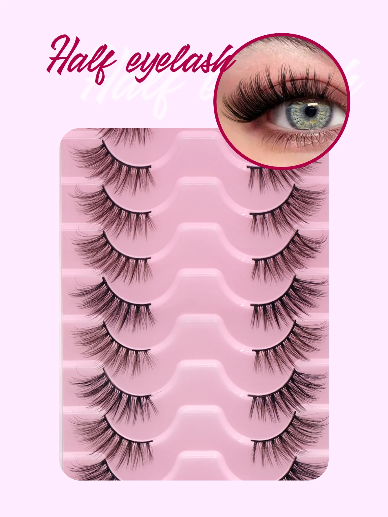 10 Paar halbe Wimpern Wispy Fluffy Cat Eye Look Falsche Wimpern 9–16 mm Weiche und leichte 3D-Faux-Nerz-Volumenwimpern für Make-up