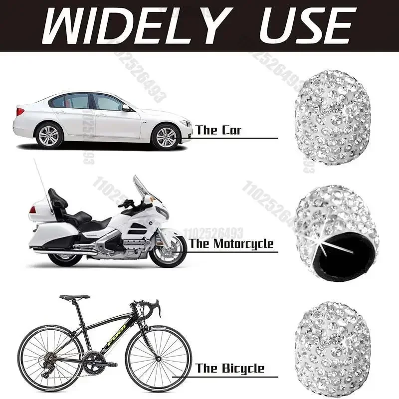 4PCS Bling Diamond Car Wheel Tire Valve Caps Tyre Rim Stem Covers for Automobiles Motorcycles Truck Bike Women Auto Amagi #5