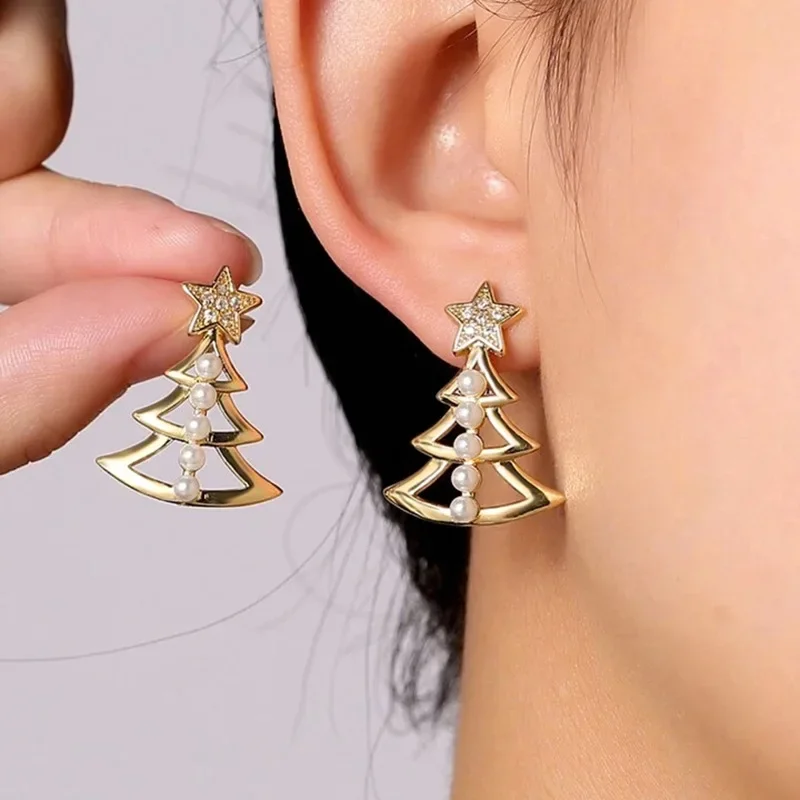 2024 New Christmas Light Luxury Style Earrings for Women, High-end Niche Design,   Temperament, Jewelry