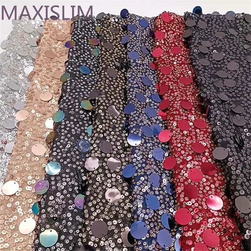 New 3+5+18MM Mesh  Sequins Fabrics By Yard For Background Party Winding Stage Dresses  DIY Sewing Clothing Design Wide：125CM