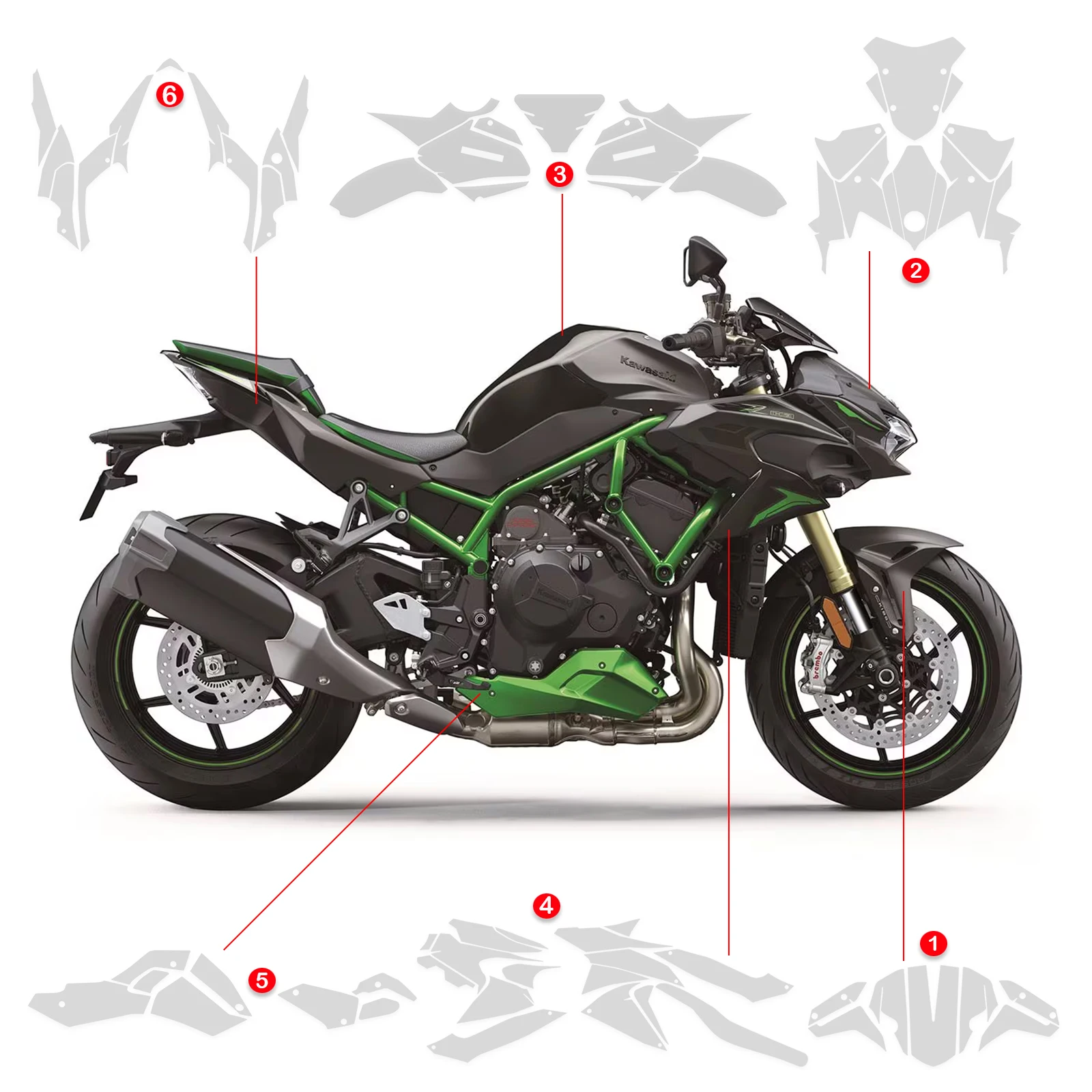 For Kawasaki Z H2 ZH2 Z-H2 2020-2026 Motorcycle PPF Paint Protective Film TPU Fuel Tank Protective Anti-scratch Film Z H 2