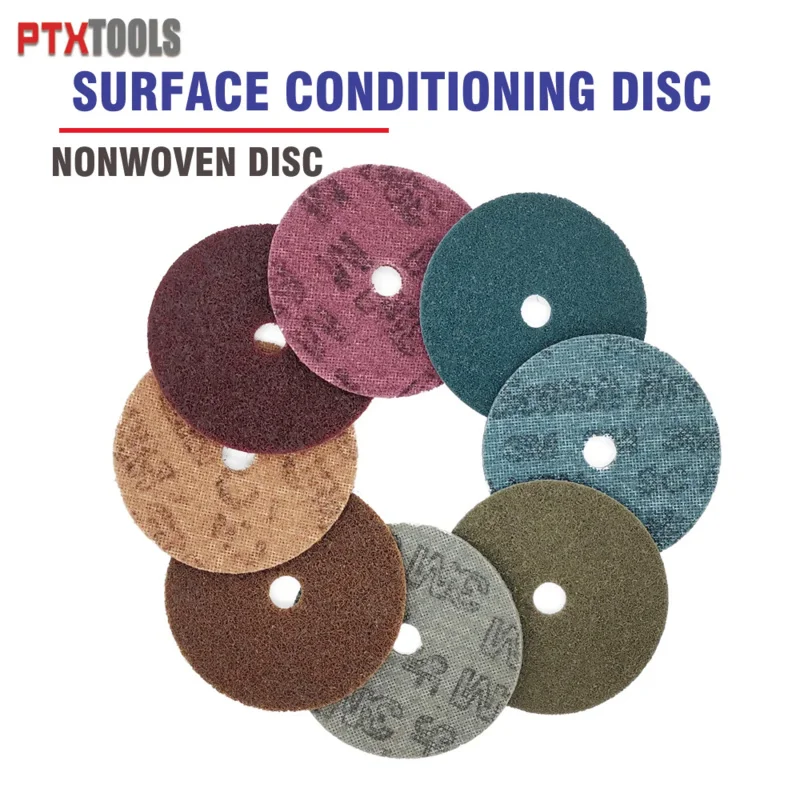 2 PCS 4-Inch/100mm 4.5-Inch/115mm 5-Inch/125mm 3M SC Surface Conditioning Disc Nonwoven Disc NylonSanding Disc Hook and Loop