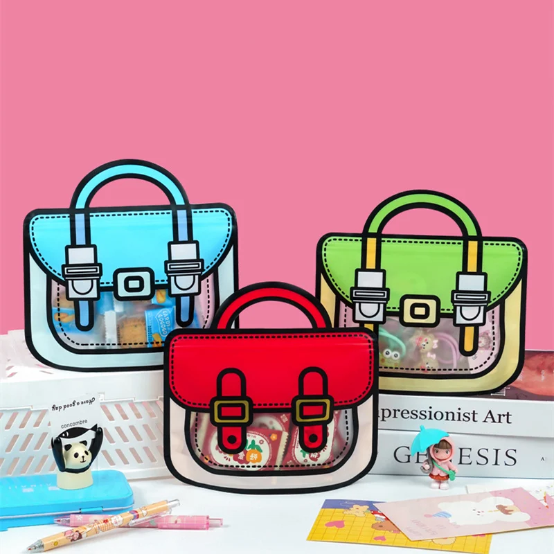 Red/Blue Schoolbag Shape Candy Bags Cute Cartoon Frosted Plastic Zipper Snack Gift Bag Packing Kids Birthdays Party Decoration