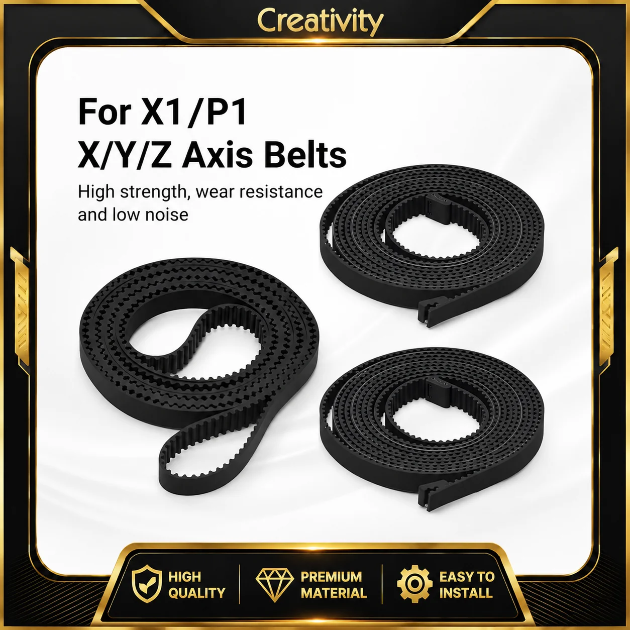 Kit de courroies de synchronisation pour axes X1 P1P P1S XYZ Bamboo Lab, courroie synchrone en caoutchouc de fibre de verre haute température résistante à l'usure 2GT 6mm 1142/1442mm