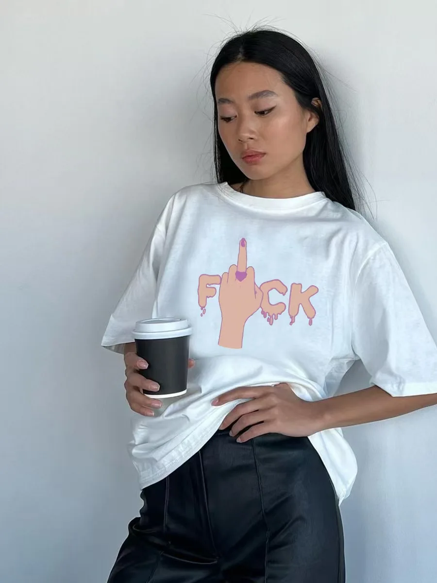 تي شيرت Faionable كاجوال من القطن ort Sve مطبوع فضفاض للنساء صيفي مستدير Ne مناسب للتنقل Sle