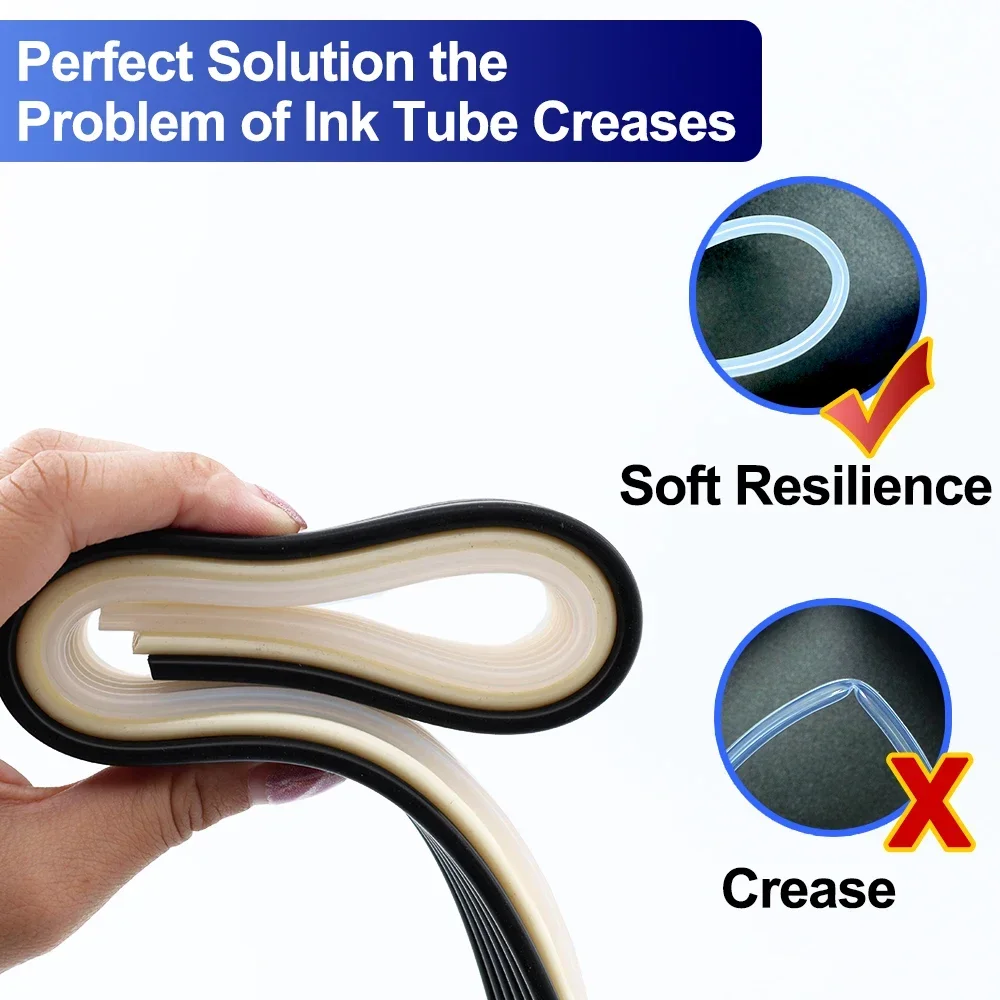 ท่อหมึกซิลิโคนแบบยืดหยุ่น 1 เมตร 6 เส้น วัสดุทนการกัดกร่อน พร้อมคลิปยึด ป้องกันการรั่วไหลของหมึก/อากาศ