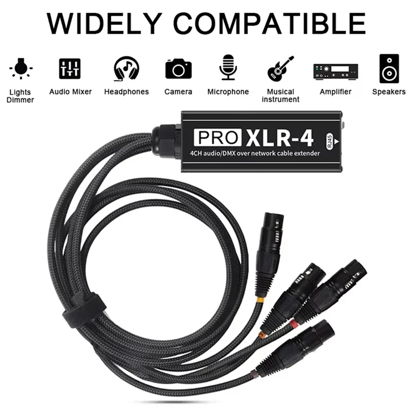 ABVO-4-Channel XLR Audio And DMX Network Cable Extender, DMX512 Network Signal Extender For Stage Sound Lighting Studio