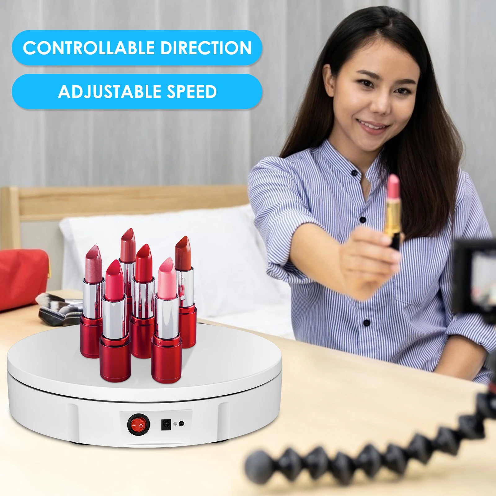 Imagem -03 - Suporte Elétrico Giratório para Exposição Dispositivo Mirror de 110 Graus para Joias Fotografia Vídeos Bateria 220360 v