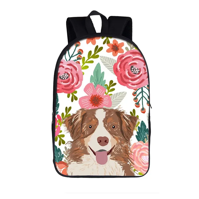 Mochila Boston Terrier con flores para perros, bolso escolar con diseño floral rosa, divertido cachorro, Bulldog, mochilas informales para estudiantes, niños y niñas, deporte de viaje