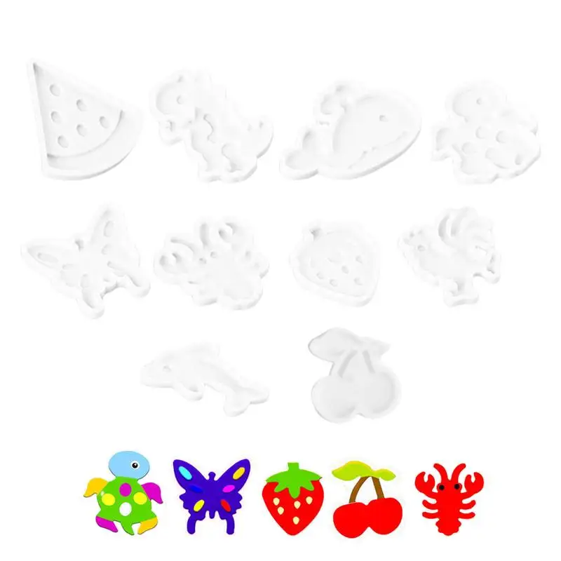 Conjunto de animais aquáticos, kit de brinquedos artesanais, kit de gel de fada aquática, kit de artesanato criativo com 10 moldes 3d, brinquedos de massa de animais para crianças