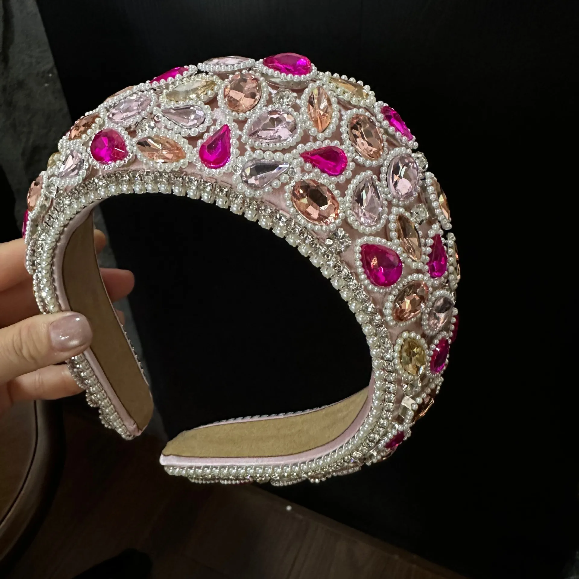 

Baroque Wide-edged Flannel Heavy Industry Court Style Retro Headband Luxury Gorgeous Dinner High-end Hair Accessories