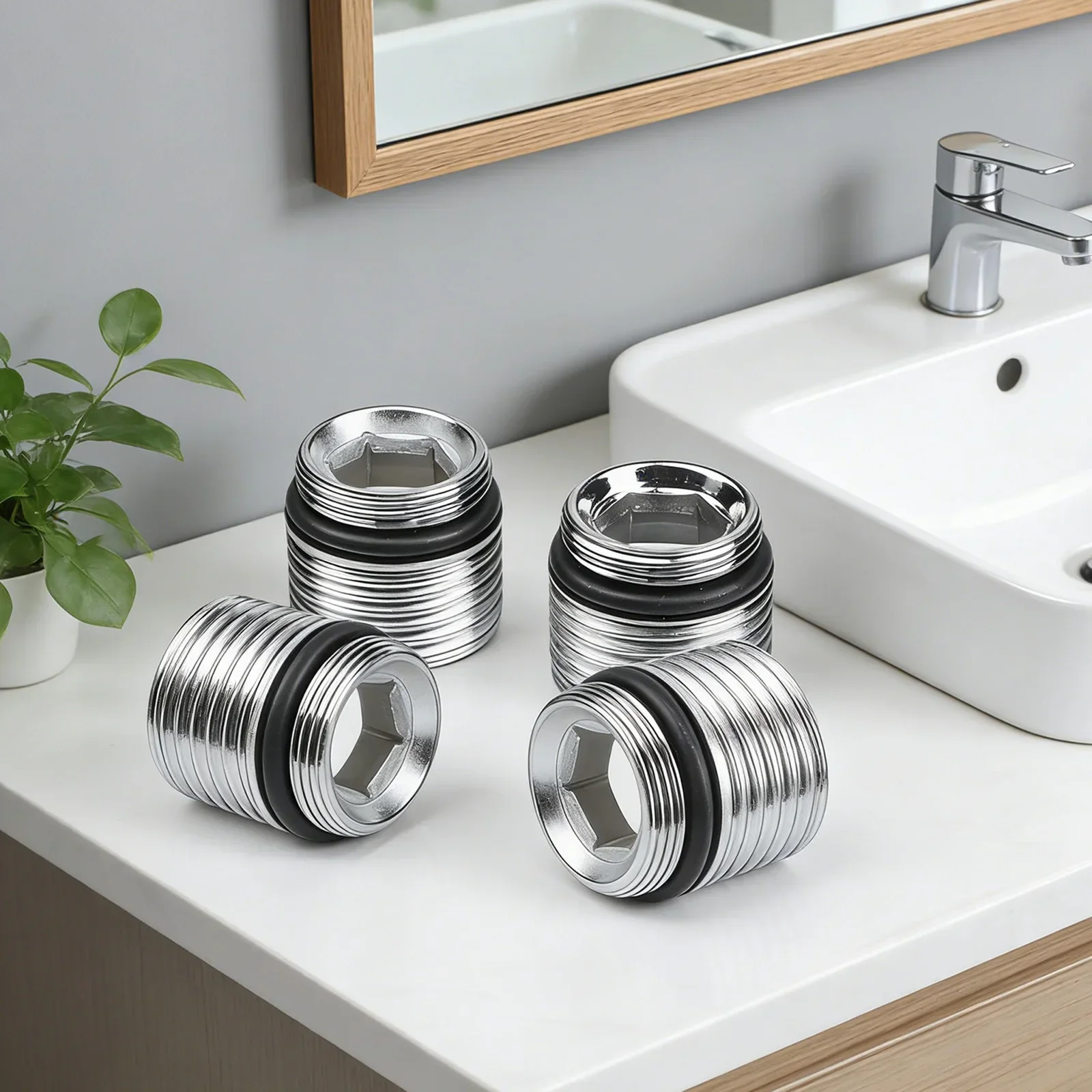 

Набор из 4 адаптеров для кранов 18 мм x 1,0 мм на 1/2 дюйма для смесителей, помогает преобразовывать резьбу по разным стандартам в бытовых системах водоснабжения