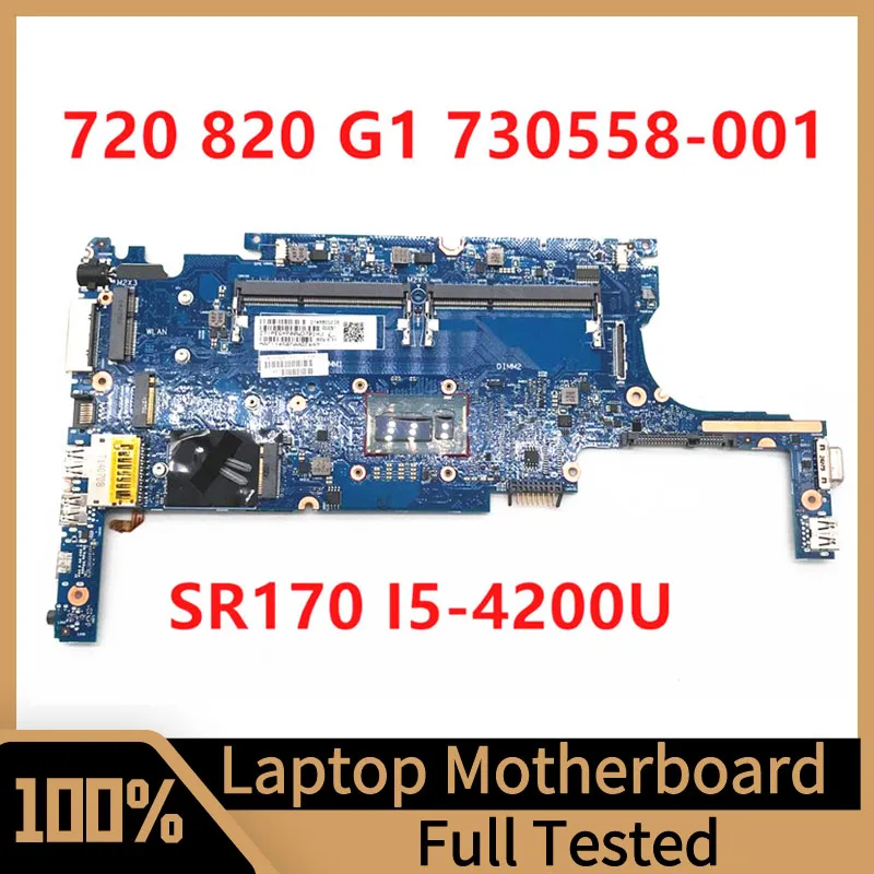 

730558-001 730558-501 730558-601 Mainboard For HP Elitebook 820 G1 Laptop Motherboard W/SR170 I5-4200U CPU 100% Full Tested Good