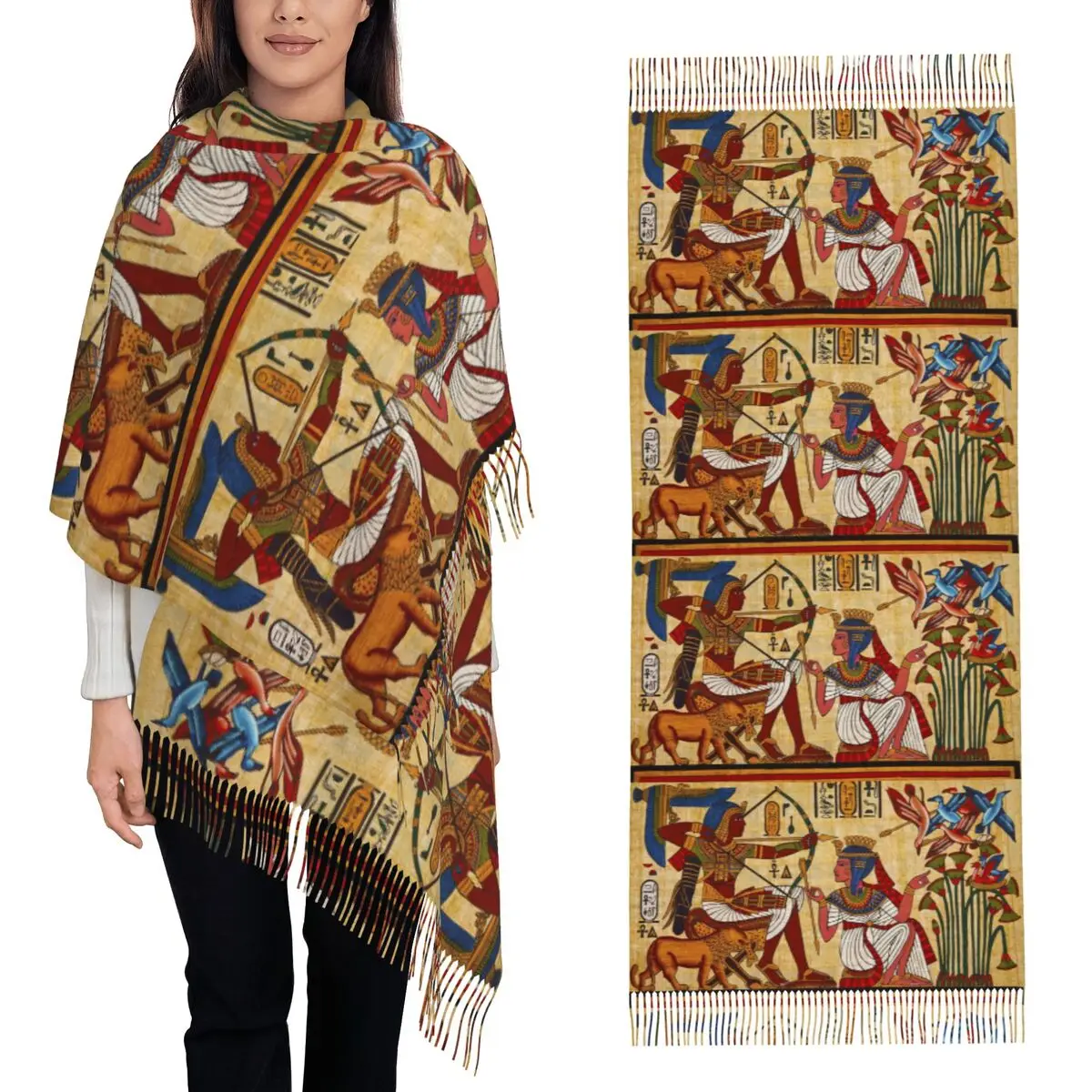 

Древний египетский шарф, шарфы с кисточками, женские мягкие теплые шали и накидки, длинная осенне-зимняя шаль
