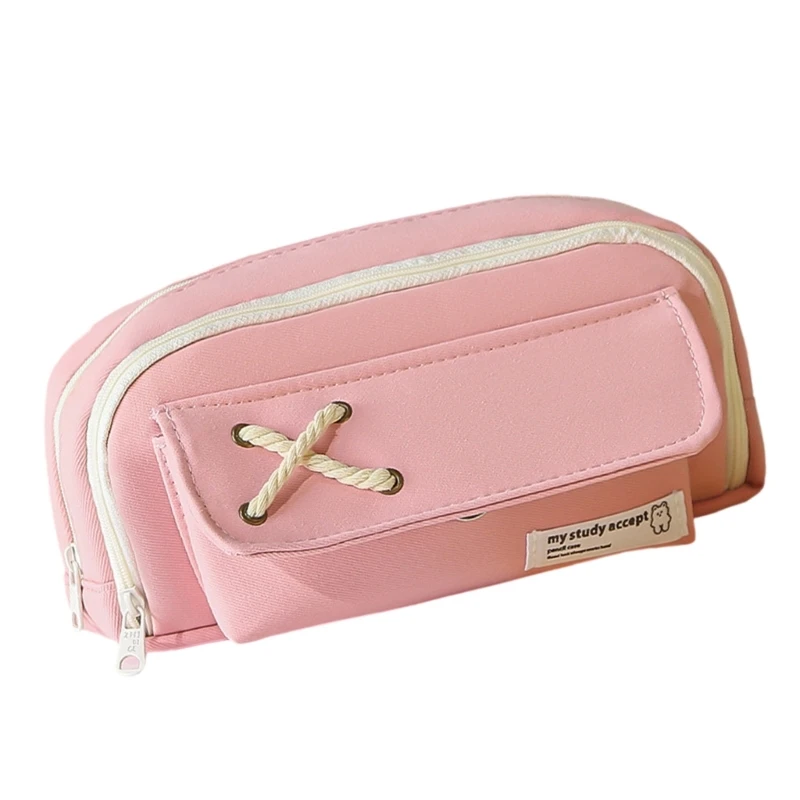 مقلمة قماش حقيبة قرطاسية سعة كبيرة حقيبة القلم حقيبة ماكياج للفتيات