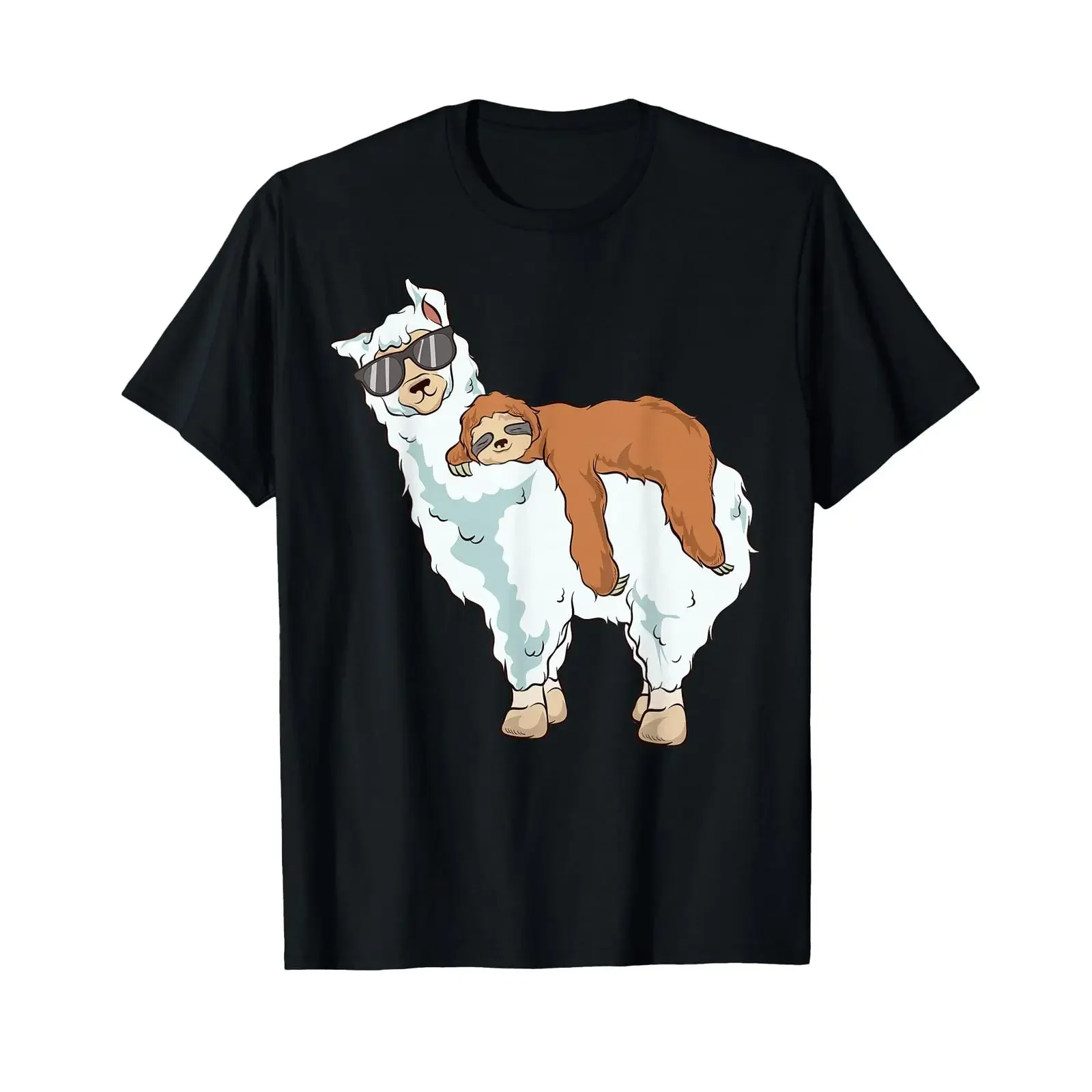 Cute Funny Sloth Riding Llama T Shirt vintage Washed fashion Soft Top For Everyday Wear Unisex homme Stretched graphic Slightly