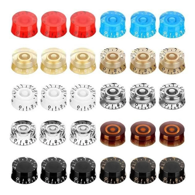 Jazzes Guitar Potentiometer Knobs Plastic Colorful Guitar Turner Knobs Replacements Guitar Bass Effect Button Control Knobs