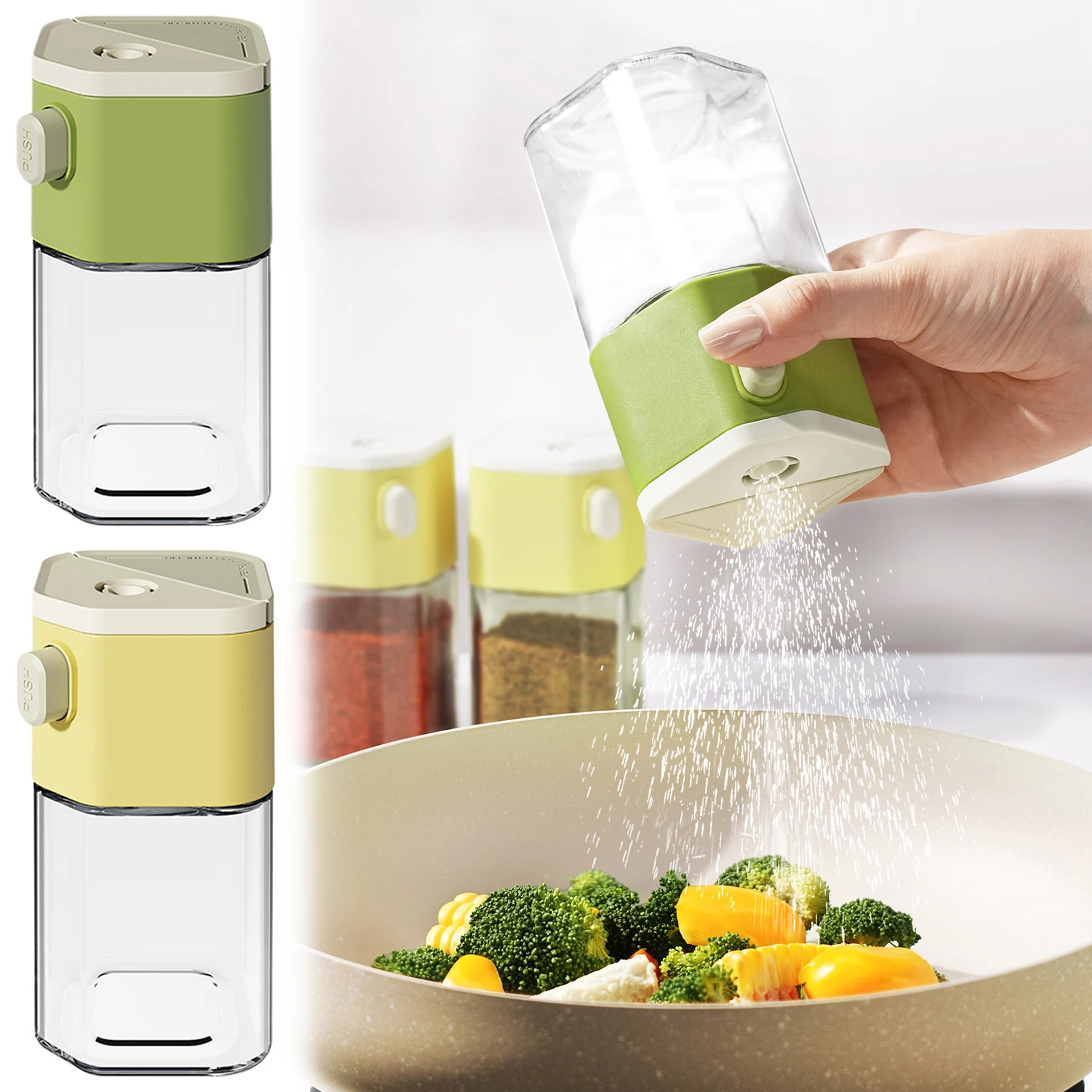 2 In 1 Glass Salt Shaker,200ml Moisture-Proof Dual Spout Seasoning Bottle,Handheld Precise Salt Dispenser,Glass Seasoning Bottle