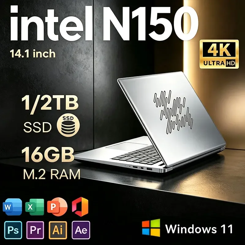 NEW Arrival  Hot Intel N150 Office Laptop 14.1 Inch Windows 11  16GB RAM 1TB 2TB SSD 1920*1080 Office Study Computer PC