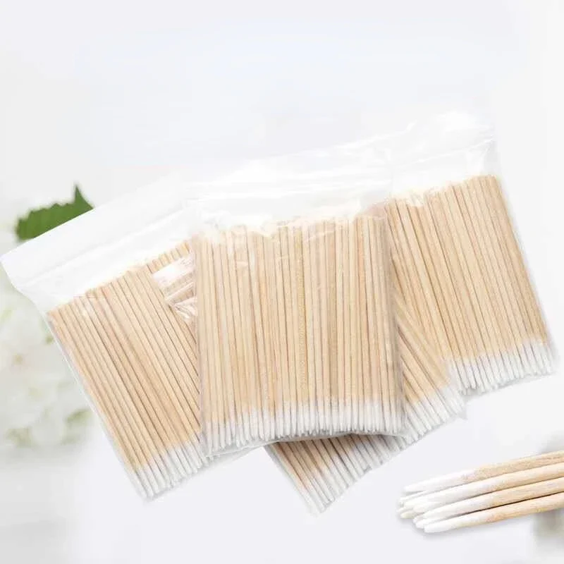 Disposable Ultra-small Cotton Swab Brush Lint Free Micro Wood Makeup Brushes Eyelash Extension Glue Removing Tools