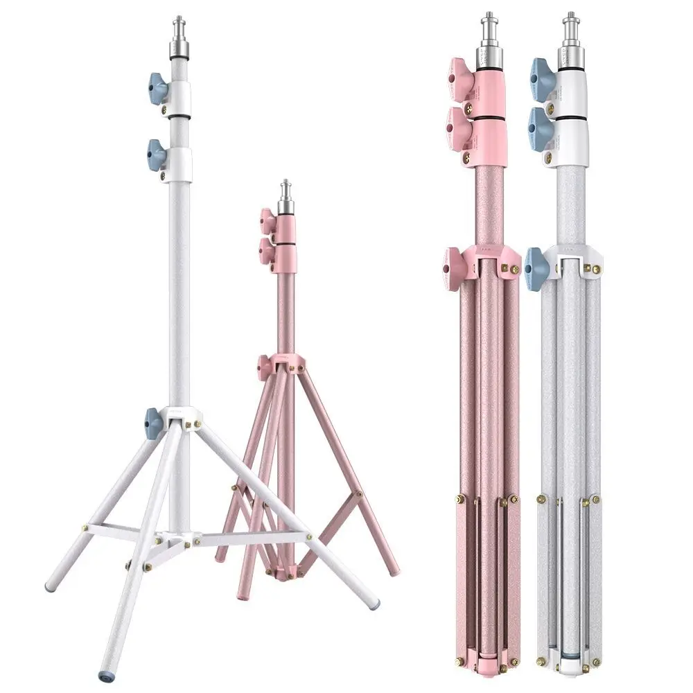 Trépied multifonctionnel pour téléphone portable, support de prise de vue vidéo, selfie, trépied de sol, rose et blanc