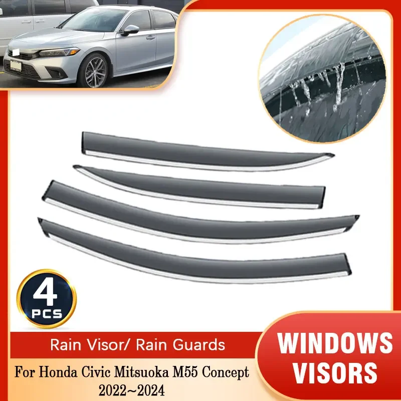 

For Honda Civic Mitsuoka M55 Concept FE1 FE2 FE4 2022~2024 Rain Sunshade Window Visor Windshield Deflectors Protective Accessory