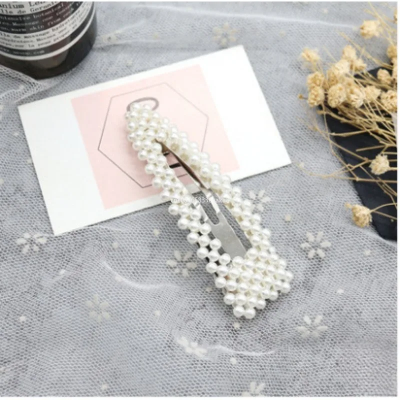 1pcs Handmade Pearls Hair Clips Pin for Women Fashion Geometric Flower Barrettes Headwear Girls Sweet Hairpins Hair Accessorie