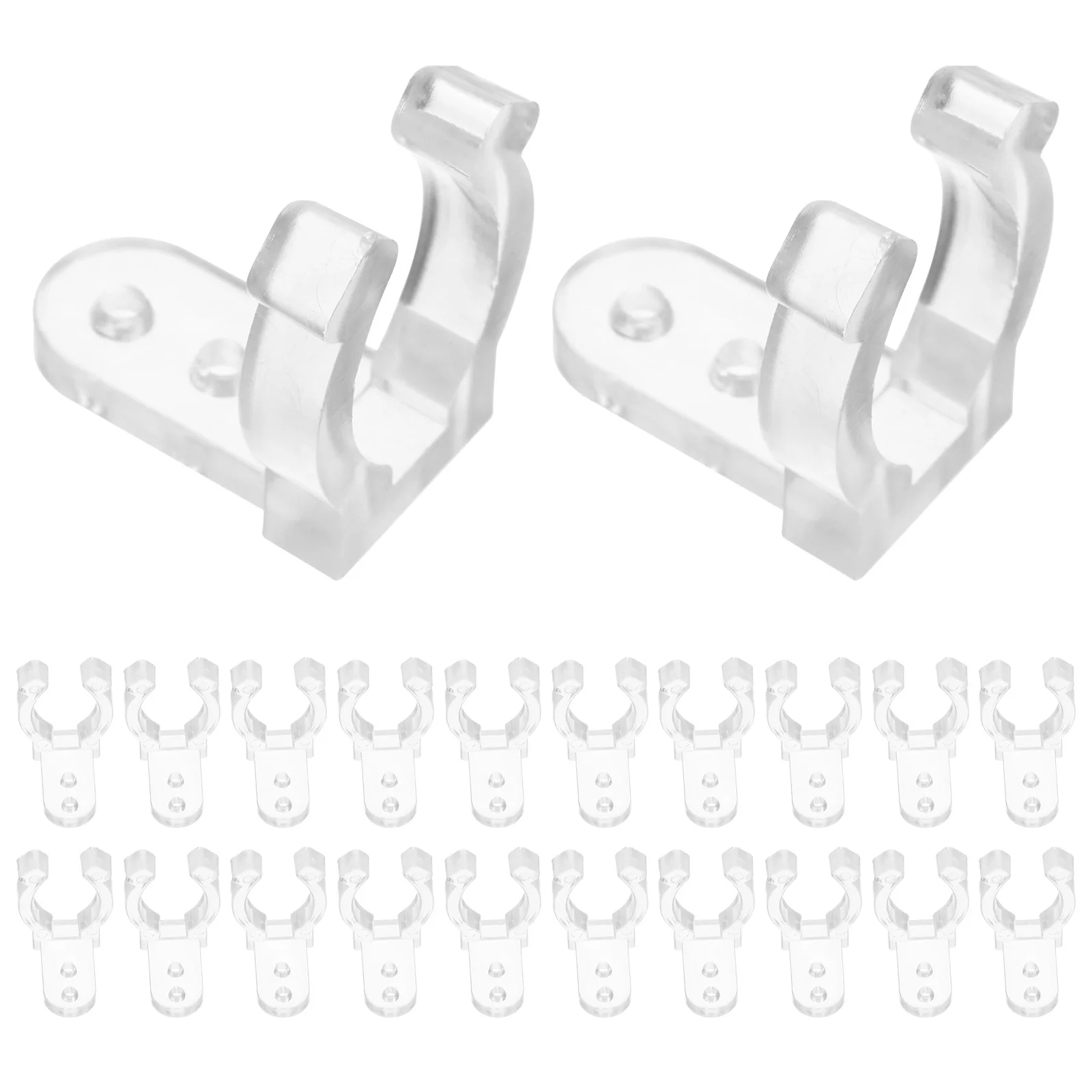 

100 Pcs LED Rope Light Clip Transparent Mounting Fastener Round Line Stylish Wedding Party Use Metal PC Plastic Screw Hole