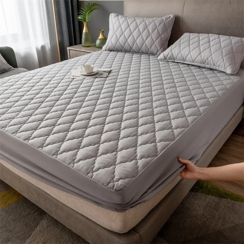 

Waterproof and Skin-friendly Colchas Para Cama Cotton Padded Solid Color Four-season Mattress Cover