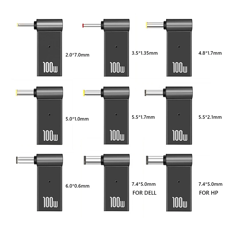 

100W 5A PD Converter Trigger Jack DC to Type C Femal 5.5/7.4 Zinc Alloy with Light Head Power Adapter for Dell/HP/ASUS Laptops