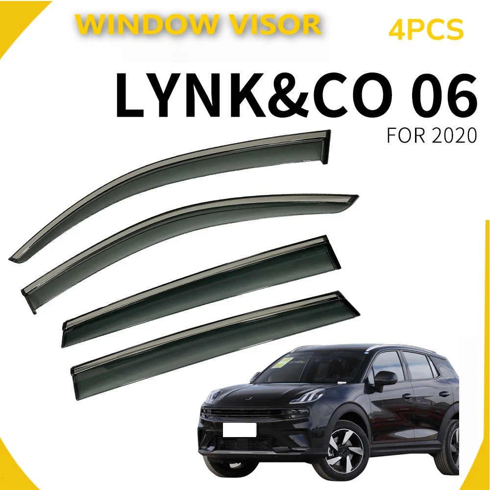 Scratch Resistant Chrome Side Window Weather Shield 4Pcs Fit Lynk & Co 06 2020 Sun Rain Protection Exterior Accessories