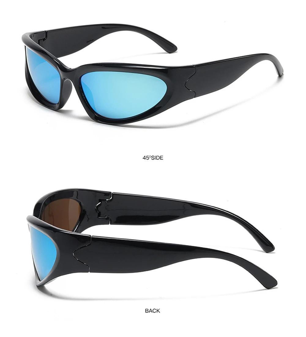 VIVIBEE Y2K Sonnenbrille für Damen, Steampunk-Spiegelgläser, Weiß, Sport-Schutzbrille, UV400, Punk-Sonnenbrille, Trendprodukt 2026 – Detail 22