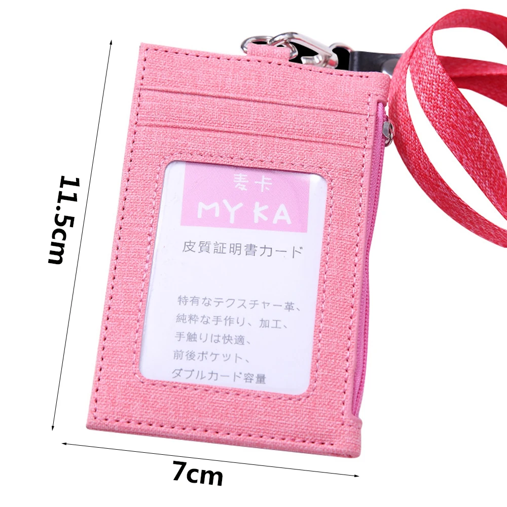 Women Men Casual Slim Wallet Credit Card Holder ID Badge Case Card Holder With Neck Strap Lanyard