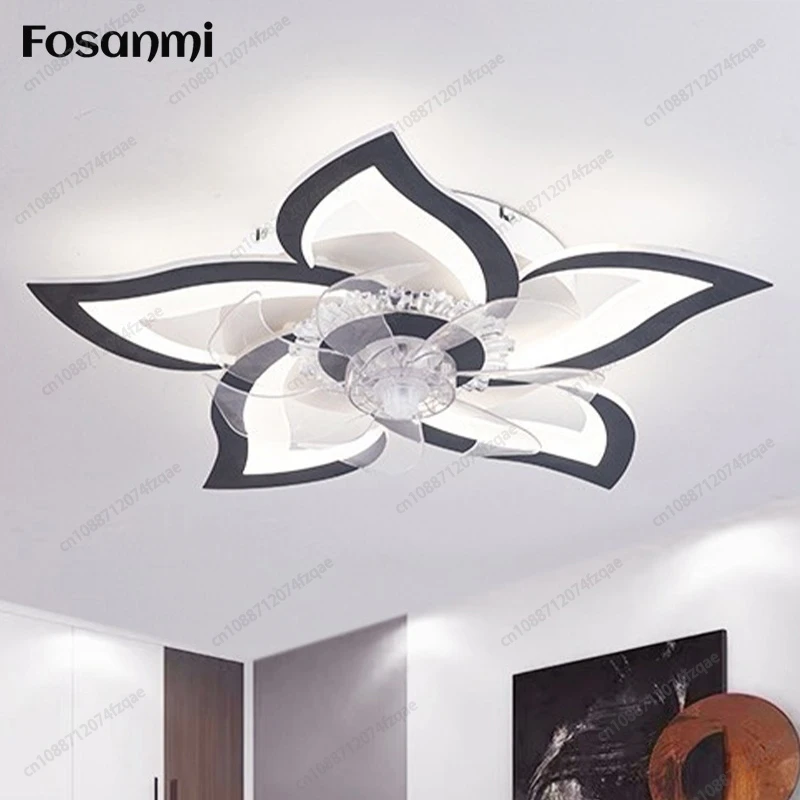 22-Inch Modern Simple Style Ceiling Fan With Light Lntelligent Remote Control Frequency Conversion Timing Ceiling Fan Light