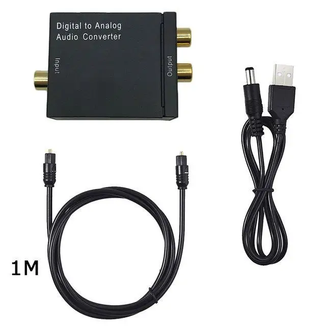 Convertidor de audio digital a análogo, amplificador, decodificador y adaptador RCA de señal coaxial SPDIF Toslink estéreo digital óptica a analógica, con dos clavijas DAC