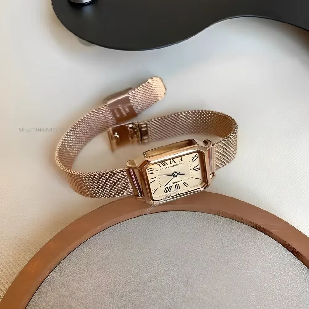 Relógios retro clássico casual quartzo retângulo romano dial relógio moda simples relógios de pulso de luxo para presente feminino relógios de pulso